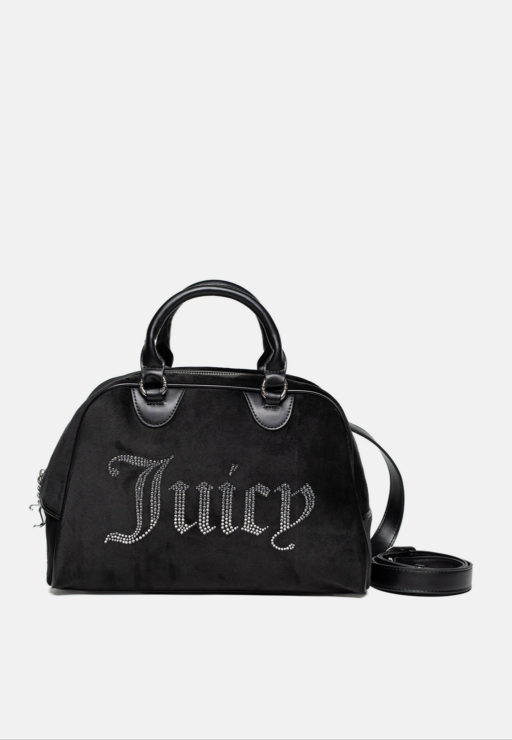 Bauletto Kimberly in velluto nero con logo Juicy in strass.