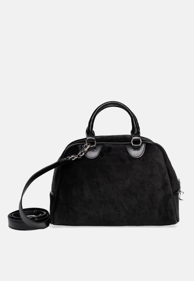 Bauletto Kimberly in velluto nero con logo Juicy in strass.