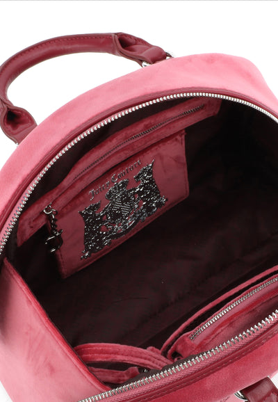 Borsa Bowling Kimberly in Velluto con Logo Juicy in Strass – Rosso Lampone
