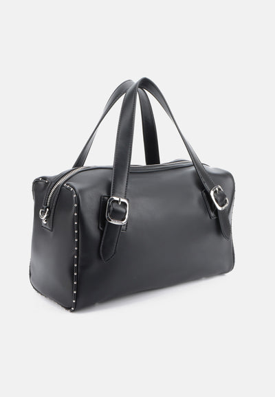 Borsa Bowling Kimberly in Ecopelle con Logo Juicy in Borchie – Nero