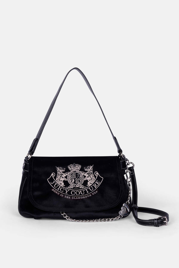 Borsa a spalla piccola con catena Twig Narrative Nero in velour