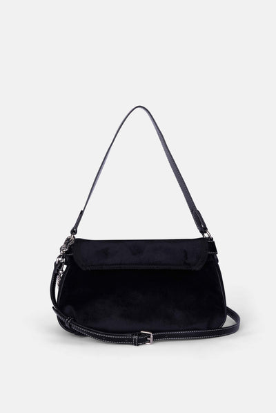 Borsa a spalla piccola con catena Twig Narrative Nero in velour