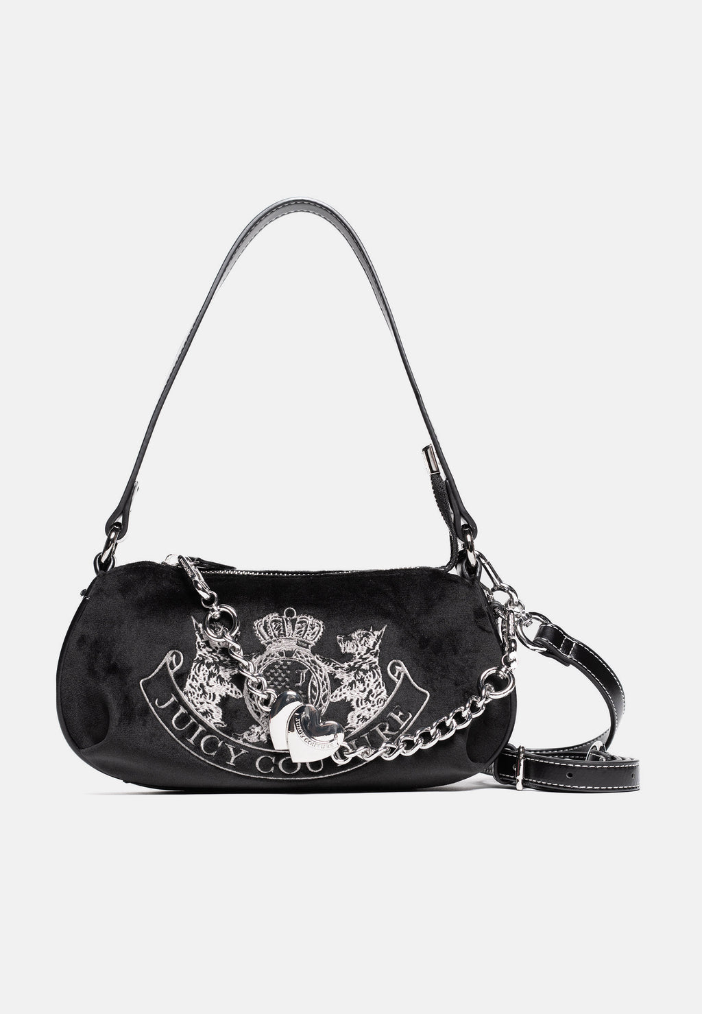 Borsa a Spalla Piccola Twig Narrative in Velluto con Tracolla – Nero
