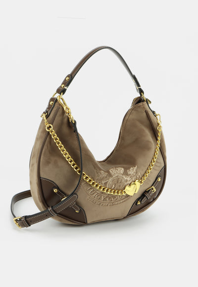Borsa a Spalla Twig Narrative in Velluto con Tracolla – Beige