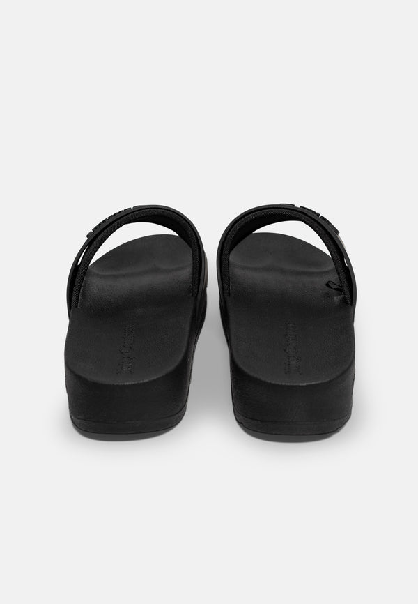 Ciabatta platform Breanna Nera con logo in rilievo