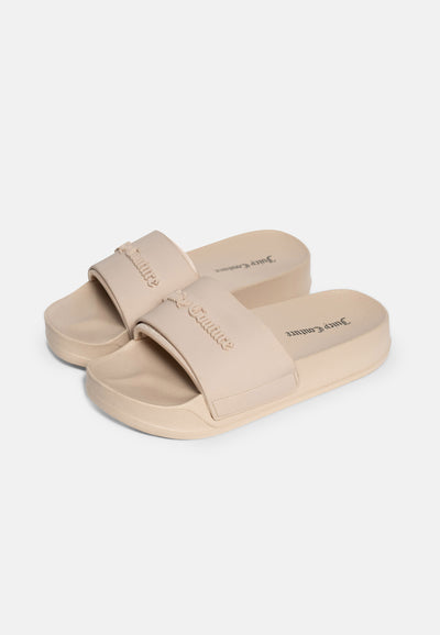 Ciabatta platform Breanna Beige sabbia con logo in rilievo