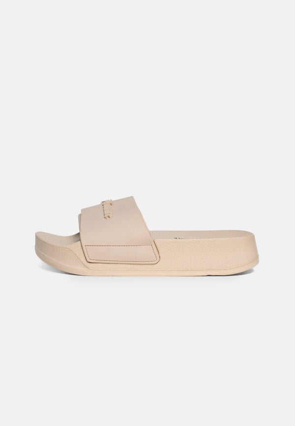 Ciabatta platform Breanna Beige sabbia con logo in rilievo
