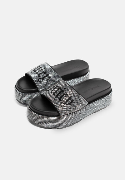 Ciabatta platform Dora Nera con strass