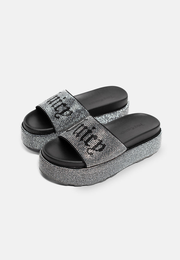 Ciabatta platform Dora Nera con strass