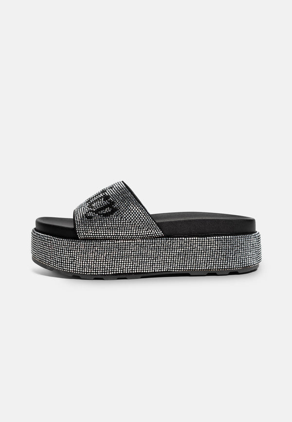 Ciabatta platform Dora Nera con strass