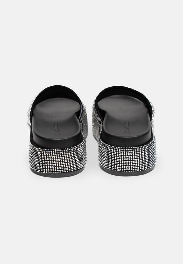 Ciabatta platform Dora Nera con strass