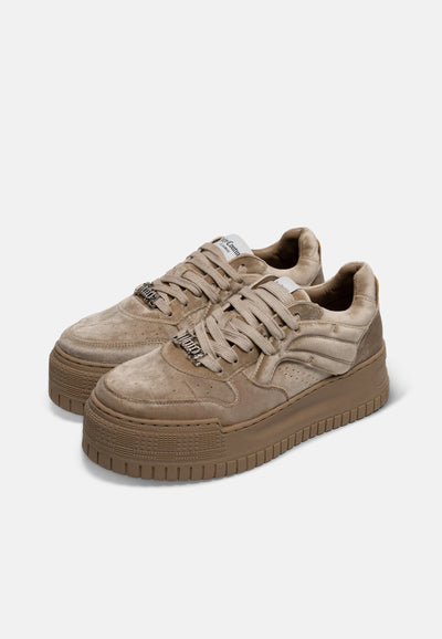 Sneaker Brooke in velour Beige