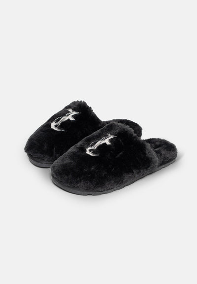 Pantofole Faye Slide in pelliccia sintetica Nero