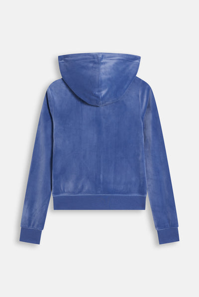 Felpa Robertson in Velluto con Cappuccio e Ricamo JC – Blu Grigio