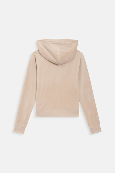Felpa Robertson in Velluto con Cappuccio e Ricamo JC – Beige Naturale
