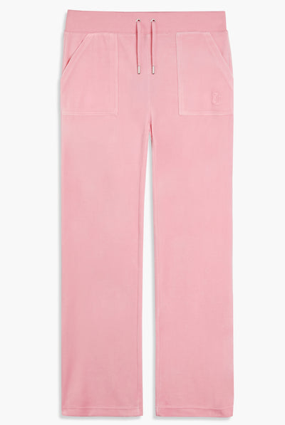 Pantaloni in velluto Del Ray a vita media con tasche colore rosa