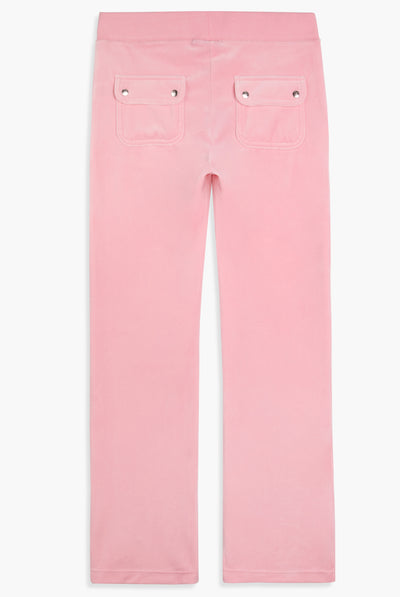 Pantaloni in velluto Del Ray a vita media con tasche colore rosa