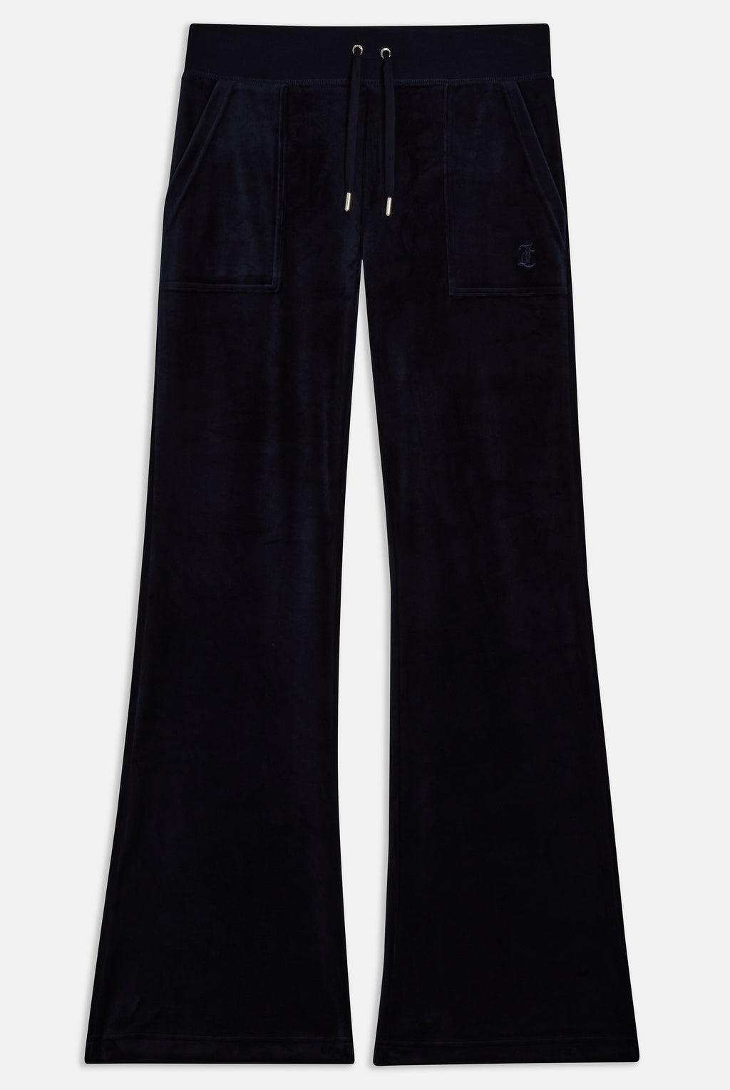 Pantaloni Layla Flare in Velluto a Vita Bassa con Tasche – Blu Scuro