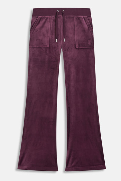 Pantalone Layla a zampa a vita bassa Bordeaux