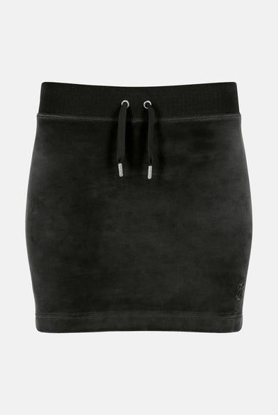 Gonna corta in velluto Robbie con coulisse in vita colore Nero