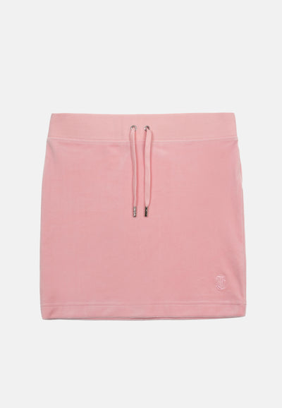 Gonna corta in velluto Robbie con coulisse in vita colore Rosa
