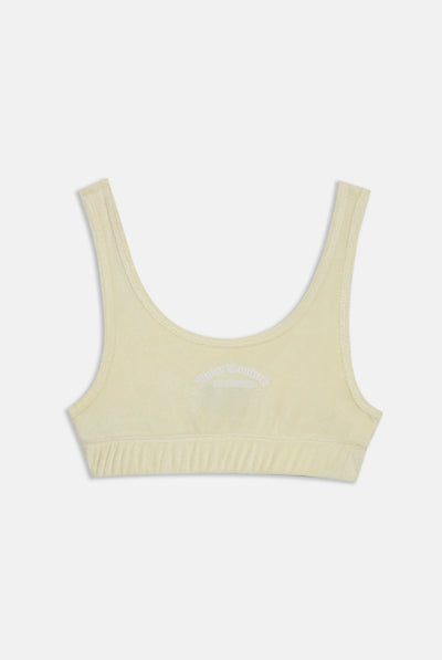 Bralette Juicy Couture in spugna con scollo rotondo e logo ricamato colore Giallo pastello