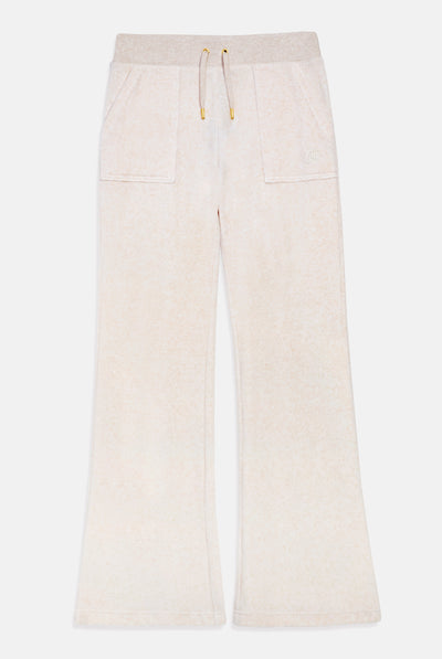 Pantalone Layla a vita bassa con tasche e dettagli in metallo dorato Beige Avena