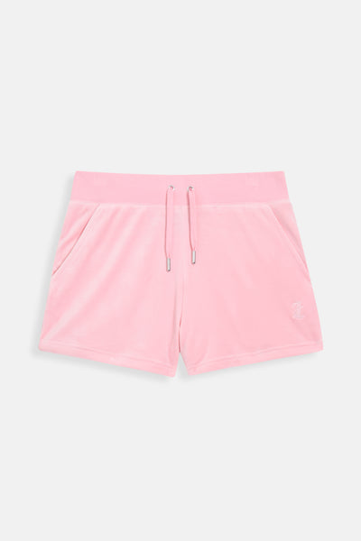 Pantoloncini in velluto Eve con tasche e ricamo JC colore rosa