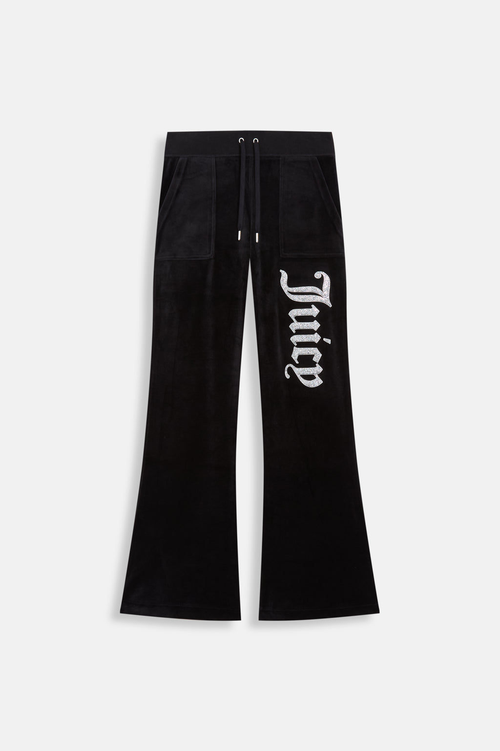 Pantaloni Layla Nero a vita bassa con logo strass