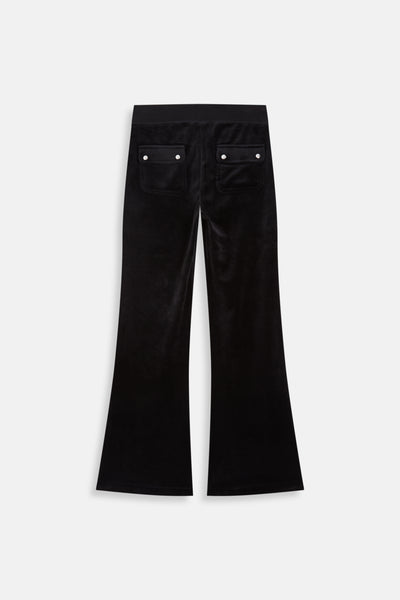 Pantaloni Layla Nero a vita bassa con logo strass