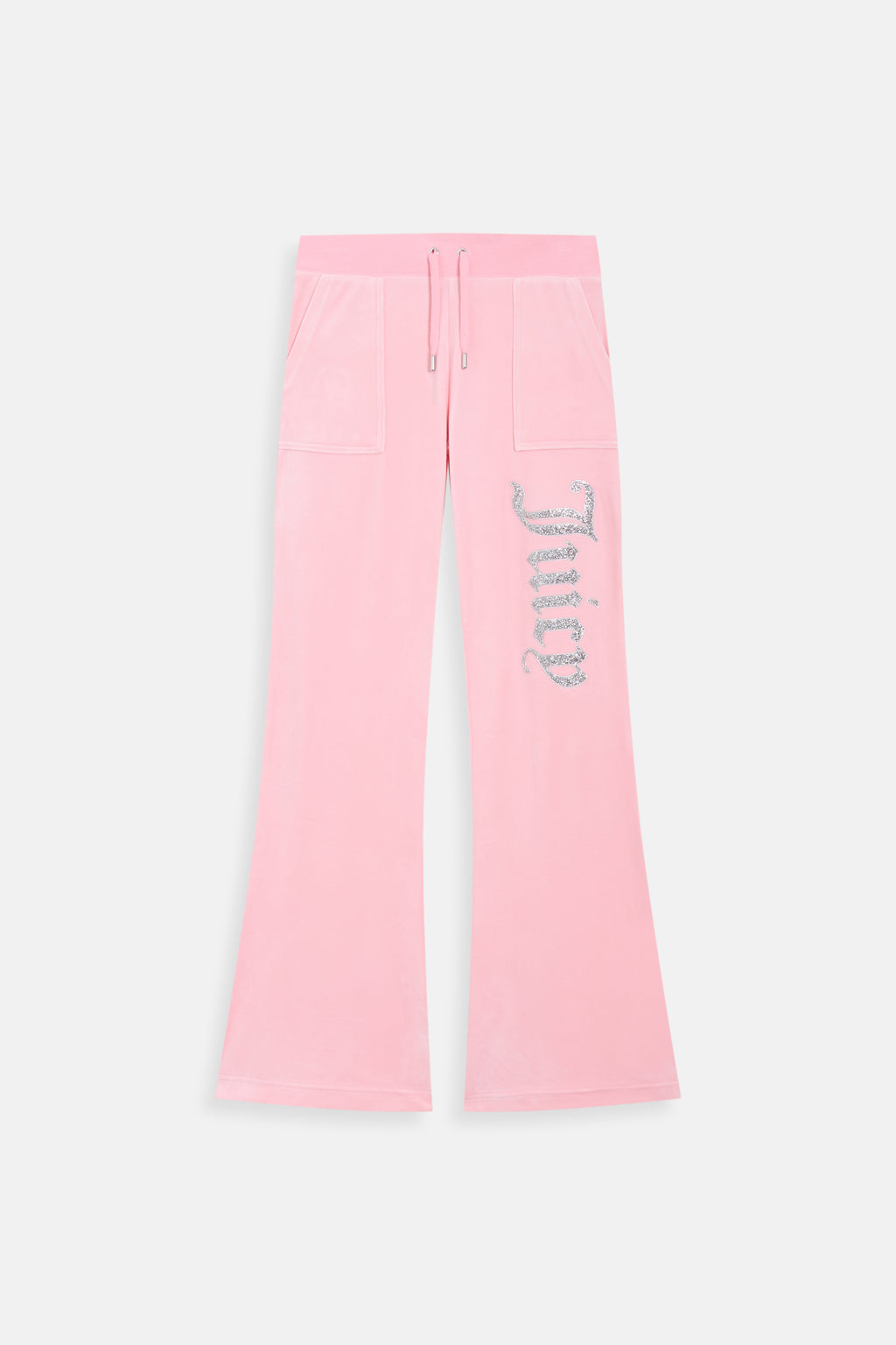 Pantaloni Layla Rosa Juicy a vita bassa con logo strass
