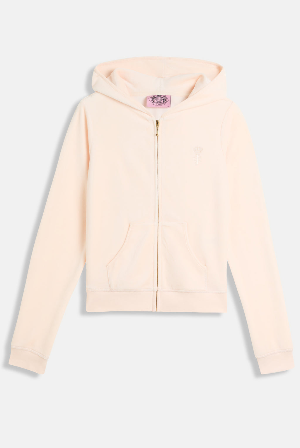 Felpa Heritage in velour di bamboo con ricamo Rosa Cipria