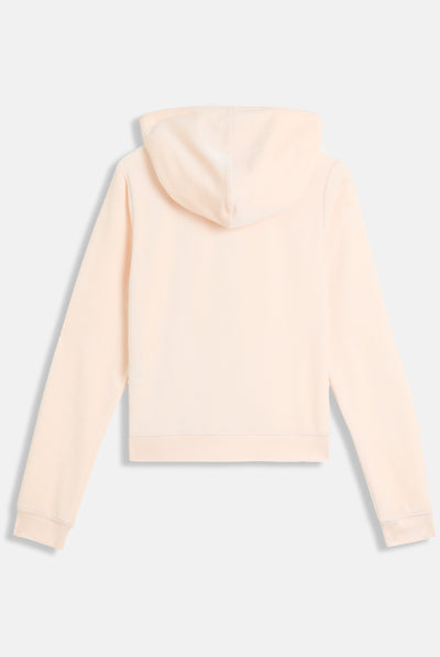 Felpa Heritage in velour di bamboo con ricamo Rosa Cipria