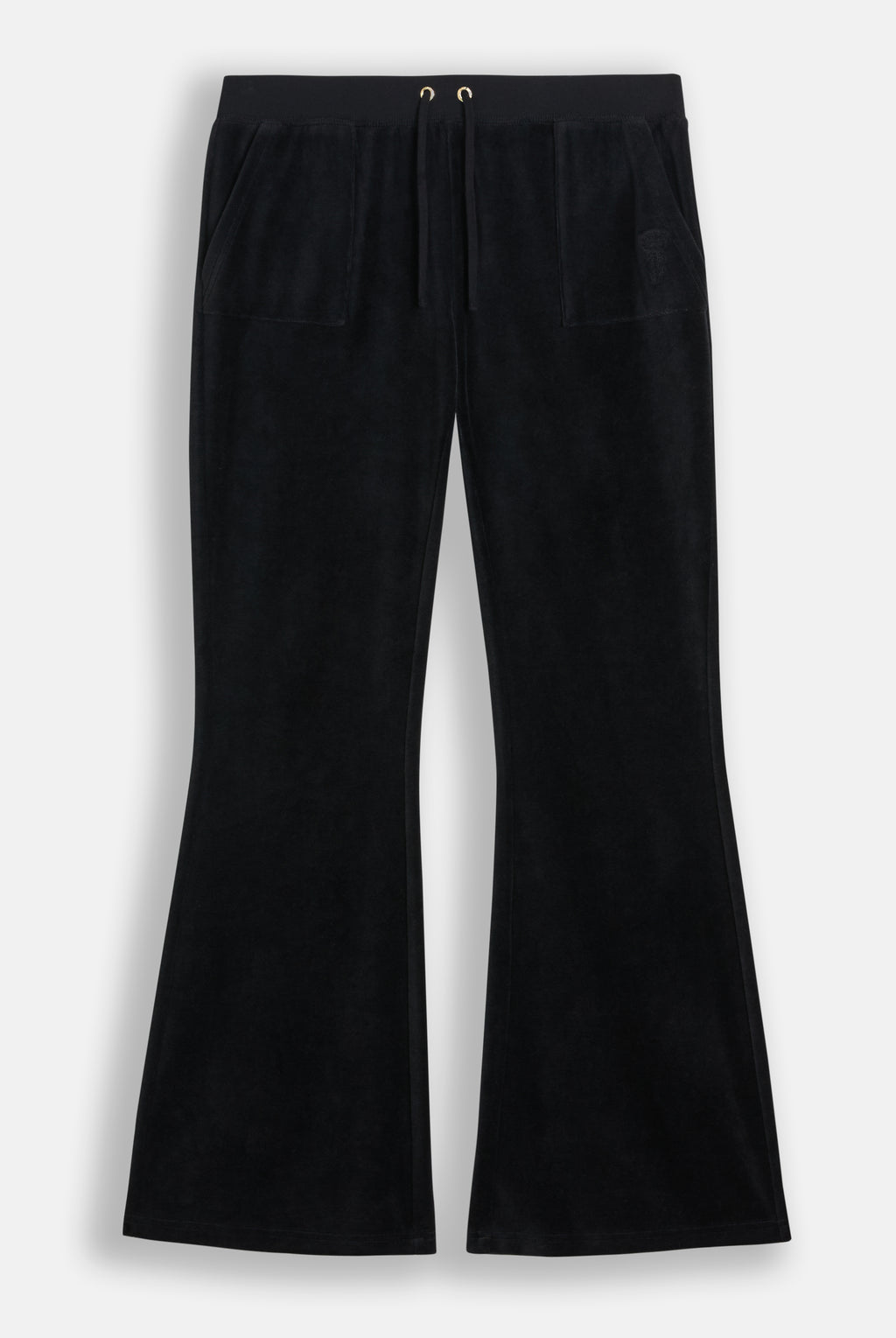 Pantalone da tuta Heritage in velour di bamboo a vita ultra bassa con ricamo Nero
