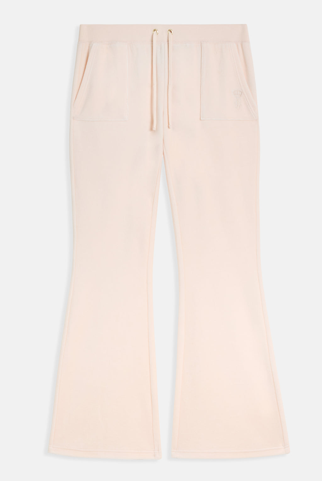 Pantalone da tuta Heritage in velour di bamboo a vita ultra bassa con ricamo Rosa Cipria
