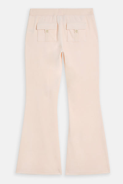 Pantalone da tuta Heritage in velour di bamboo a vita ultra bassa con ricamo Rosa Cipria