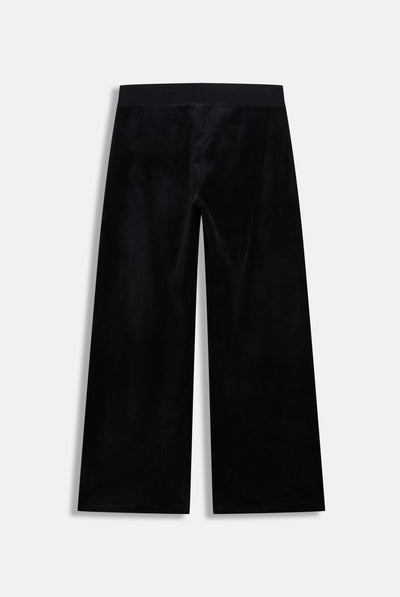 Pantalone in velluto Gothic Crown a vita bassa con gamba dritta e logo Juicy con corona in strass colore nero