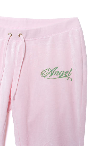 Pantaloni capri a vita bassa in velluto di bambù Heritage con stampe a contrasto colore Rosa
