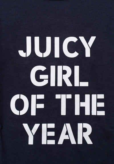T-shirt Juicy a maniche lunghe in jersey con stampa lettering frontale colore Blu