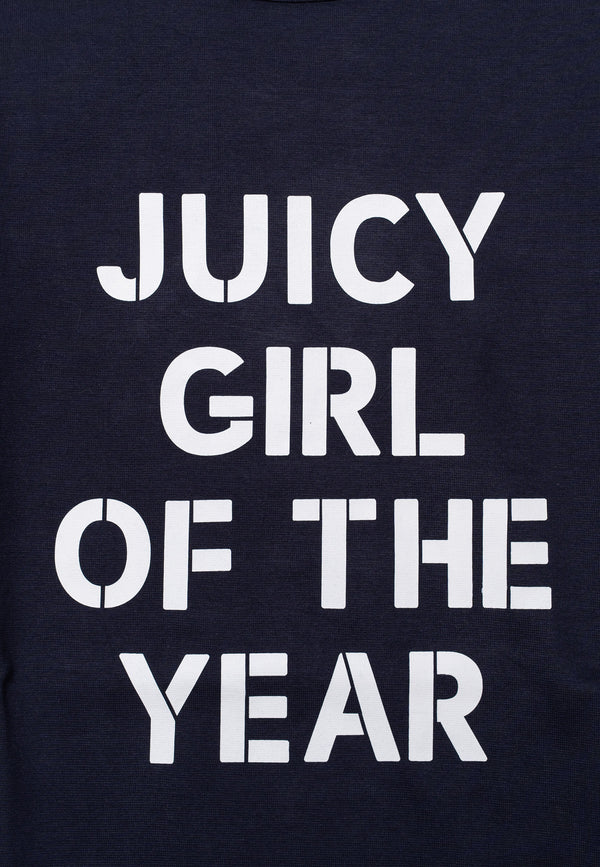 T-shirt Juicy a maniche lunghe in jersey con stampa lettering frontale colore Blu