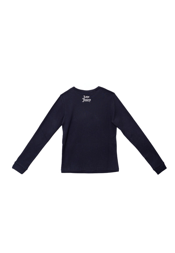 T-shirt Juicy a maniche lunghe in jersey con stampa lettering frontale colore Blu
