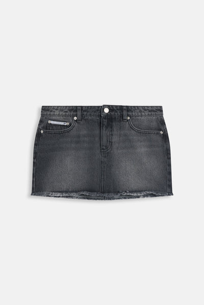 Minigonna in Denim a Vita Bassa con Logo Juicy in Strass – Lavaggio Scuro