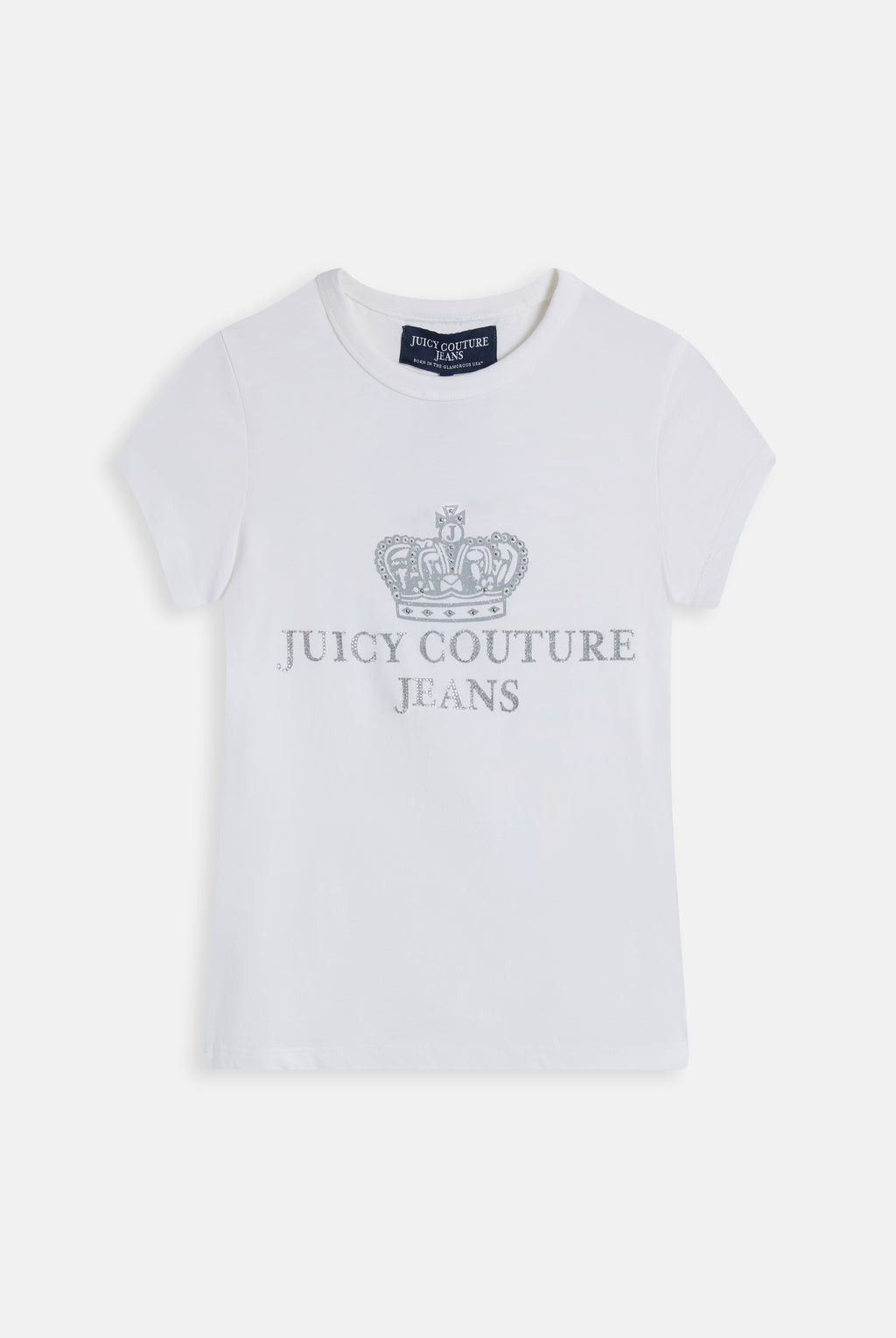 T-shirt Aderente in Jersey con Grafica Juicy Couture Jeans – Bianco