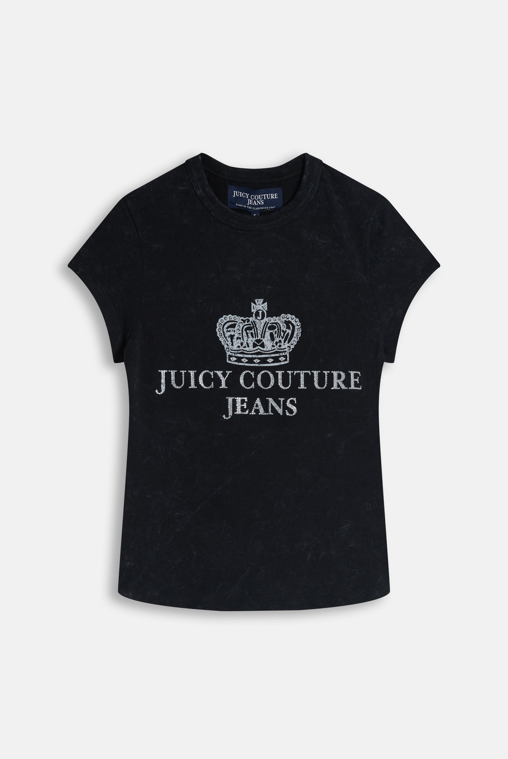 T-shirt Aderente in Jersey con Grafica Juicy Couture Jeans – Nero