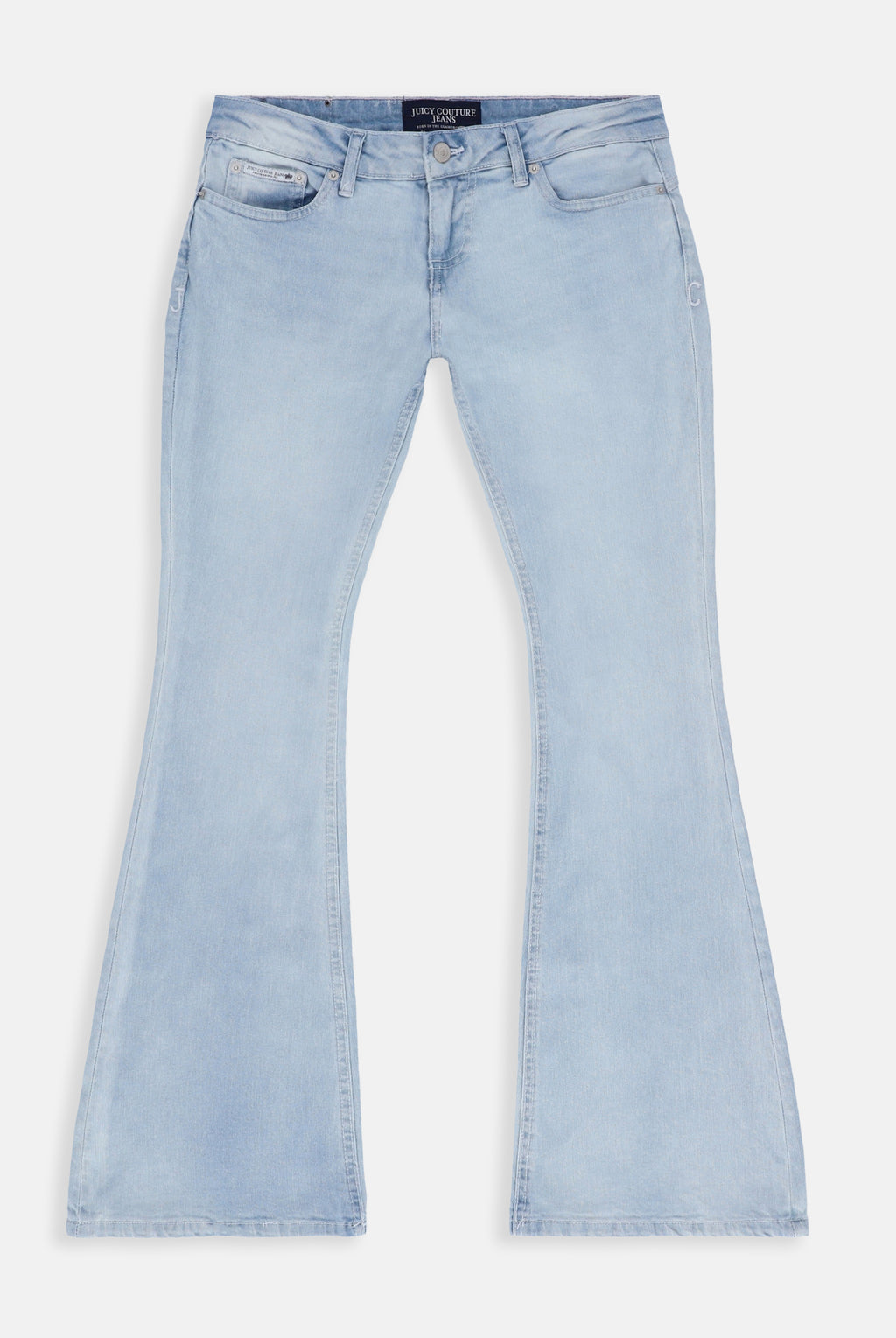Jeans Diamante a vita bassa con strass in denim blu chiaro