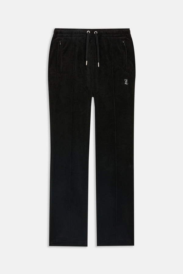 Pantaloni in velltuo Tina a vita media con logo Juicy in strass colore Nero