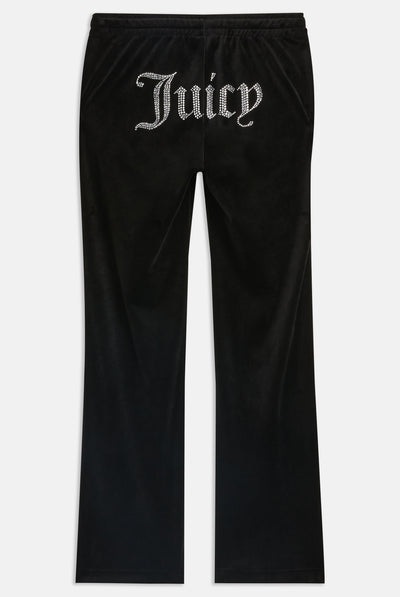 Pantaloni in velltuo Tina a vita media con logo Juicy in strass colore Nero