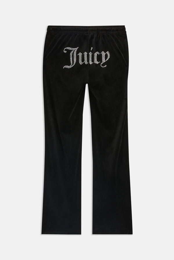 Pantaloni in velltuo Tina a vita media con logo Juicy in strass colore Nero