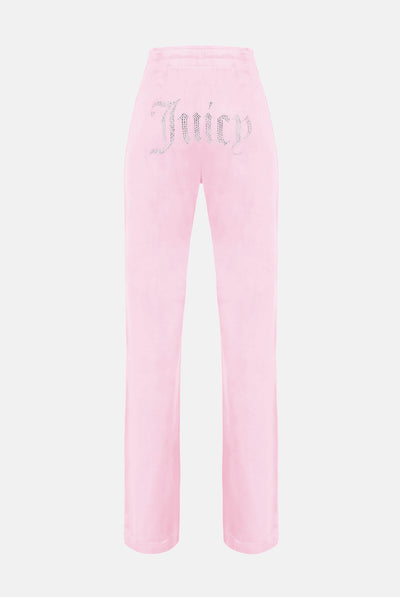 Pantaloni Tina Rosa ciliegio con maxi logo strass