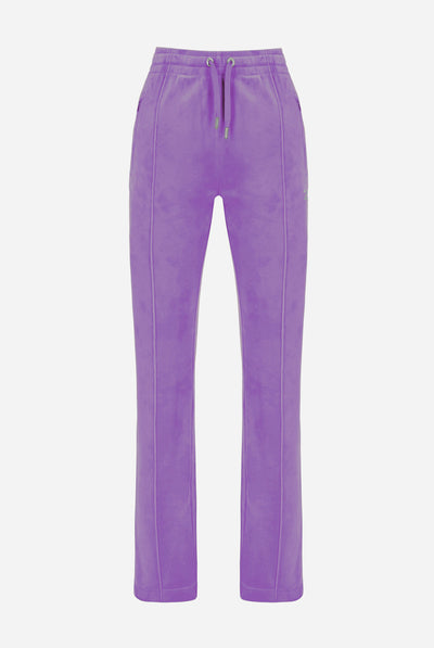 Pantaloni Tina Lilla con maxi logo strass